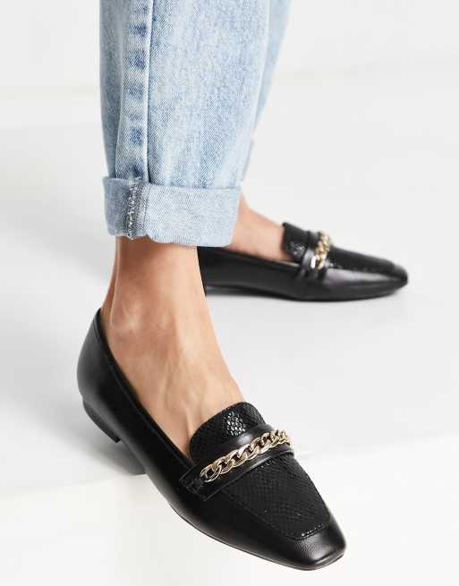 Mocasines negros con cadena Glistens de Dune London 