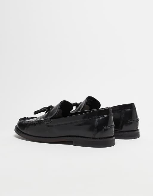 Mocasines negros con detalle de borlas de cuero pulido de ASOS DESIGN, 4 de 5