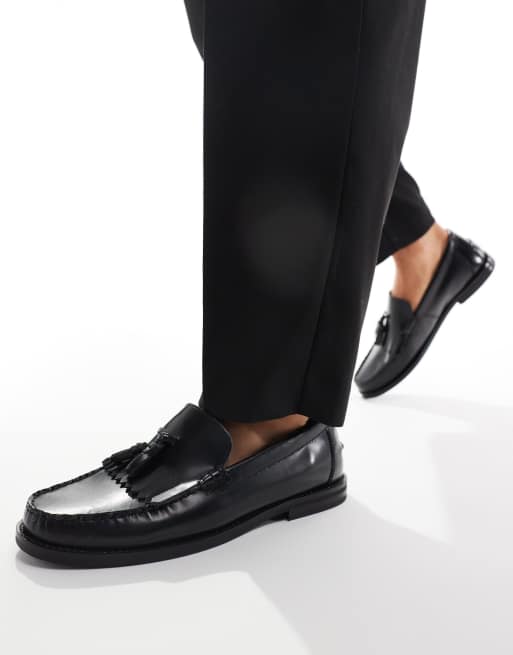 Mocasines negros con detalle de borlas de cuero pulido de ASOS DESIGN, 5 de 5