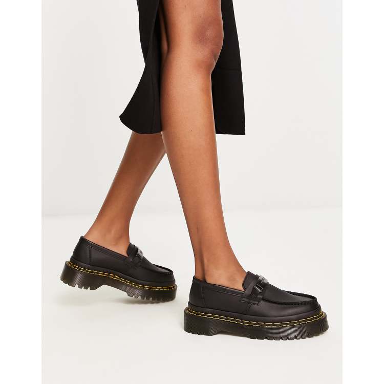 concepto oasis Para un día de viaje Mocasines negros con detalle de doble pespunte Penton Bex de Dr Martens |  ASOS