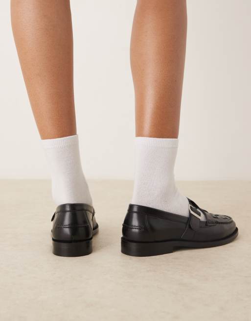 Mocasines negros con diseño entretejido Rhea de Walk London, 4 de 4
