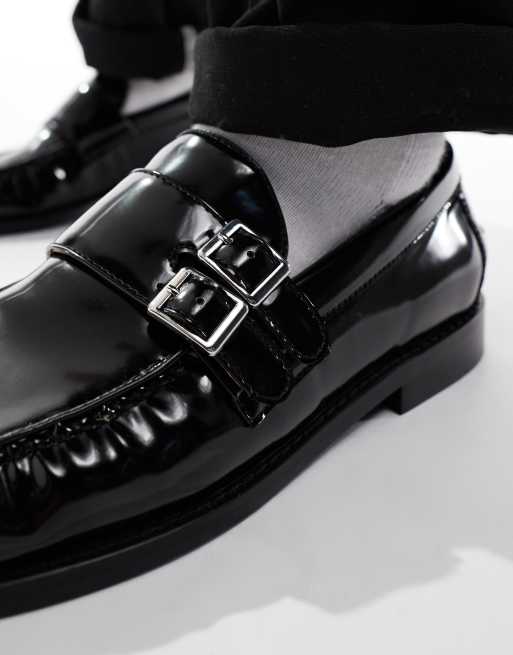 Mocasines negros con hebillas y cuña de ASOS DESIGN, 4 de 4