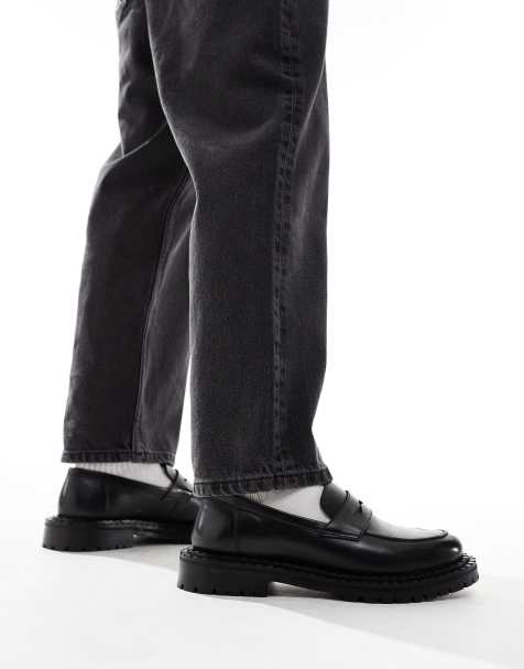 Mocasines negros con ribete de antifaz de cuero Jagger de WALK LONDON - view 1