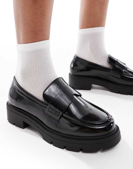 Mocasines negros con suela gruesa Alfa de SEQWL Wide Fit, 3 de 4