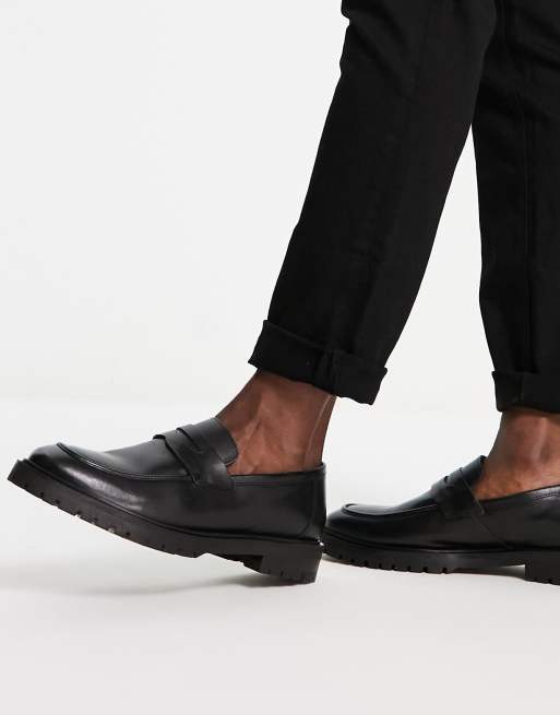 Mocasines negros con suela gruesa de cuero de River Island, 3 de 4