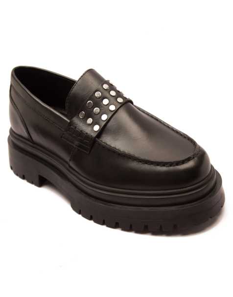 Mocasines negros con suela gruesa de cuero Hendrix de Off The Hook - view 1