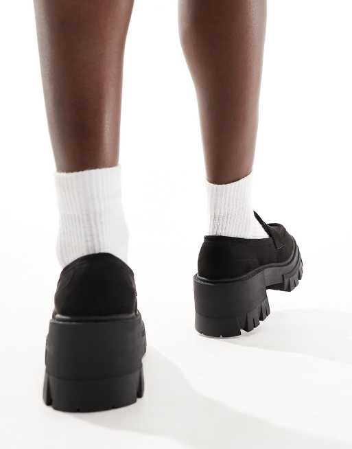 Mocasines negros con tacón medio y suela gruesa Script de ASOS DESIGN , 2 de 4