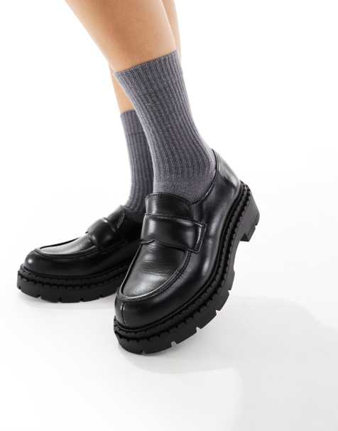Mocasines negros de cuero con suela gruesa Lawson de schuh - view 1