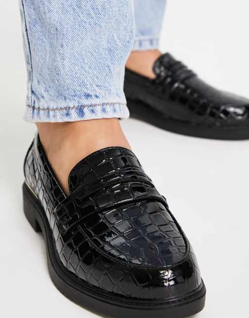 Mocasines negros efecto piel de cocodrilo Lenzo de schuh | ASOS