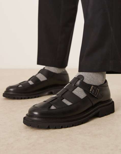 Mocasines negros estilo merceditas de cuero con suela dentada de ASOS DESIGN - view 1