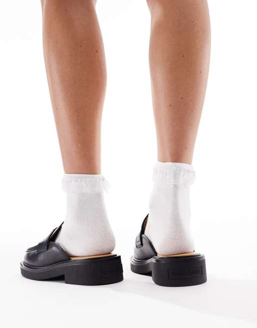 Mocasines negros estilo mules de cuero de Tommy Jeans, 3 de 4