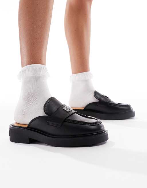 Mocasines negros estilo mules de cuero de Tommy Jeans, 4 de 4