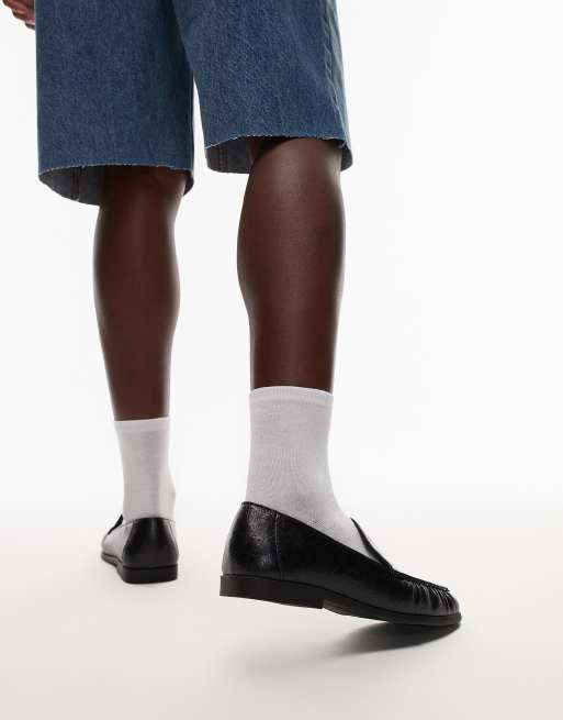 Mocasines negros planos con diseño fruncido Connell de Topshop, 2 de 4