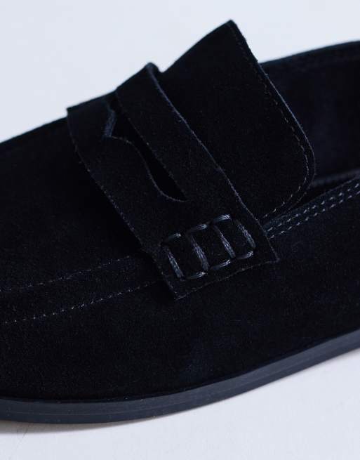 Mocasines negros planos de ante auténtico Charlie de Topshop, 2 de 4