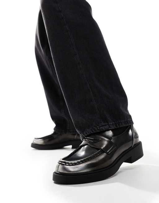 Mocasines negros y plateados de cuero sintético de ASOS DESIGN, 4 de 4