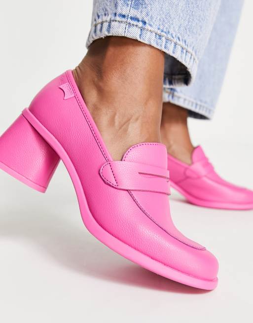 daño mando tema Mocasines rosas con tacón de nobuk Kiara de Camper | ASOS