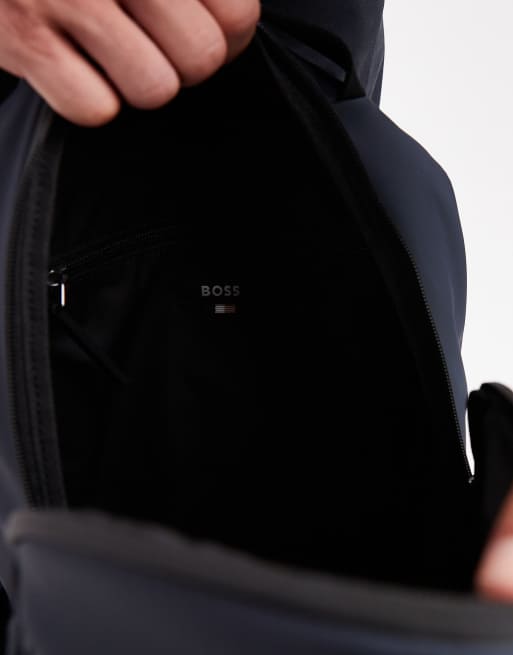 Mochila azul marino con logo en el centro Stormy de BOSS, 3 de 4