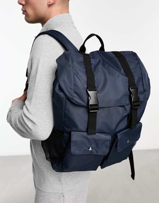 Mochila azul marino con varios bolsillos de ASOS DESIGN ASOS