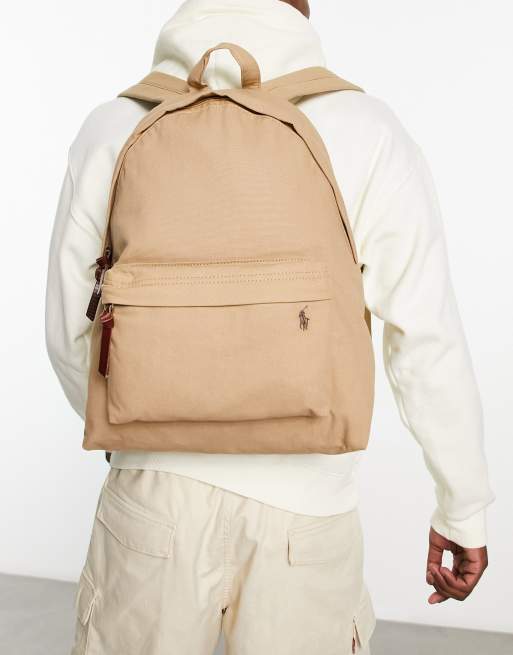 Mochila color tostado con logo de caballo de Polo Ralph Lauren
