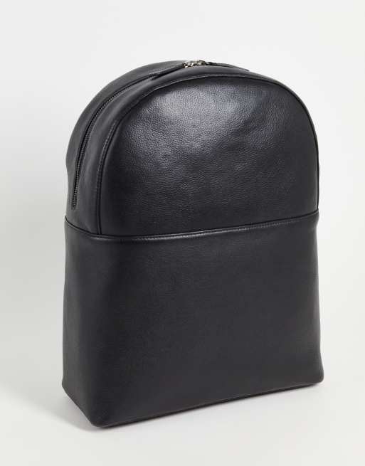 Mochila de cuero negro de ASOS DESIGN