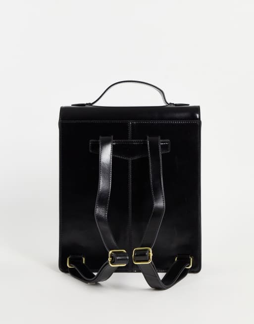 Mochila negra con detalle de bolsillo de cuero premium de ASOS DESIGN, 2 de 4