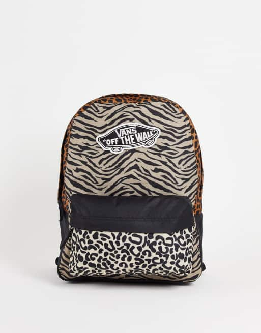 Mochila negra con estampado de cebra Realm de Vans