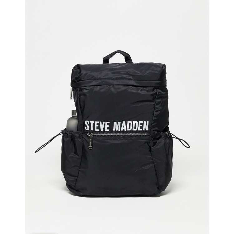 detergente cámara De acuerdo con Mochila negra con logo y botella de agua de Steve Madden | ASOS