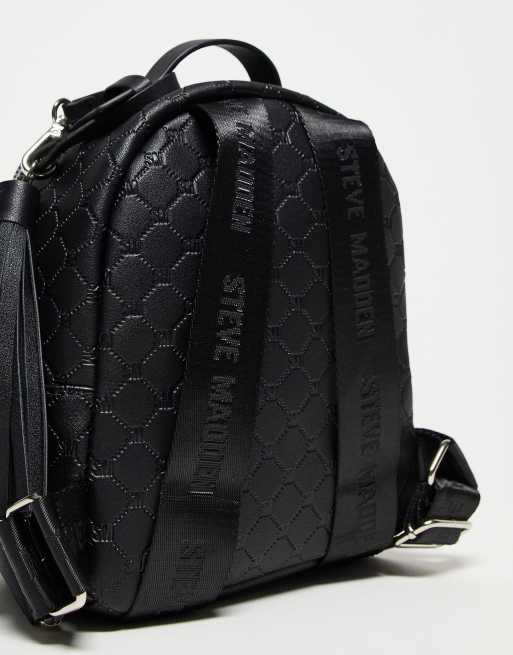 Mochila negra logo patrón de rombos de Steve Madden | ASOS