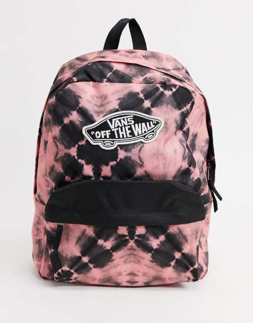 Mochila negra con diseño tie dye espiral Realm Vans | ASOS