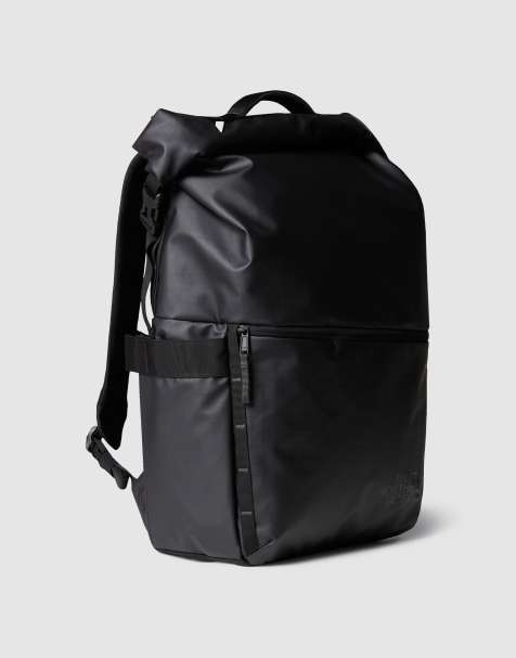 Mochila negro TNF y gris asfalto con parte superior plegada Base Camp Voyager de The North Face - view 1