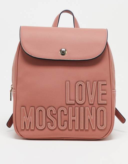 Mochila rosa con logo a tono de Love Moschino