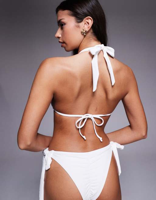 Moda Minx - Amore - Top bikini a triangolo bianco con dettagli in metallo fuso, 3 di 4
