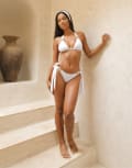 [Moda Minx] Moda Minx Amour crystal tie side brazilian bikini bottom in White S White