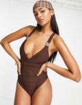 Moda Minx Amour multiway swimsuit in coffee-Brown