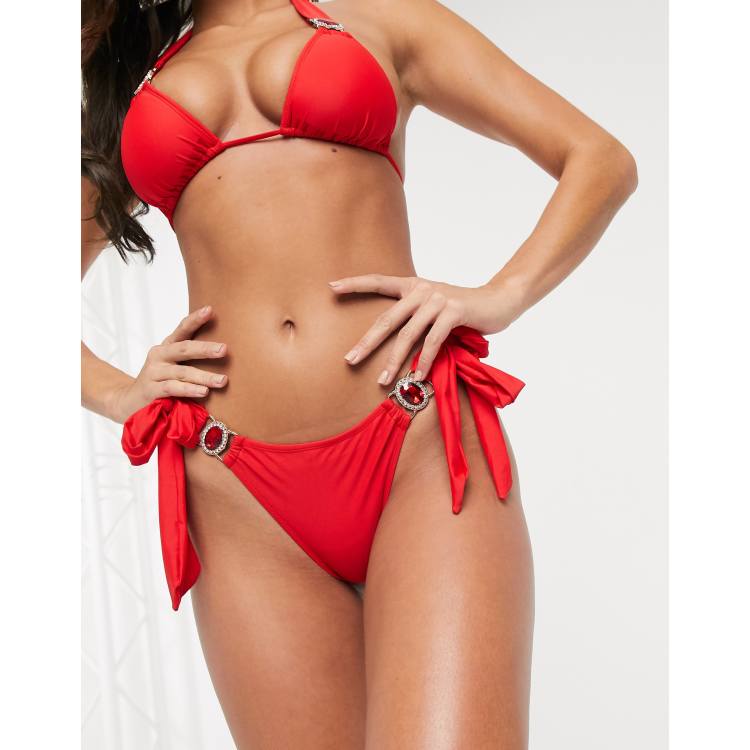 Red tie up bikini online