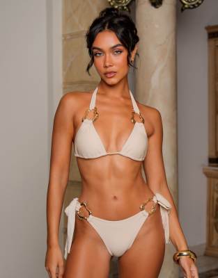 Moda Minx Atka Tie Side Brazilian Bikini Bottom In Neutral