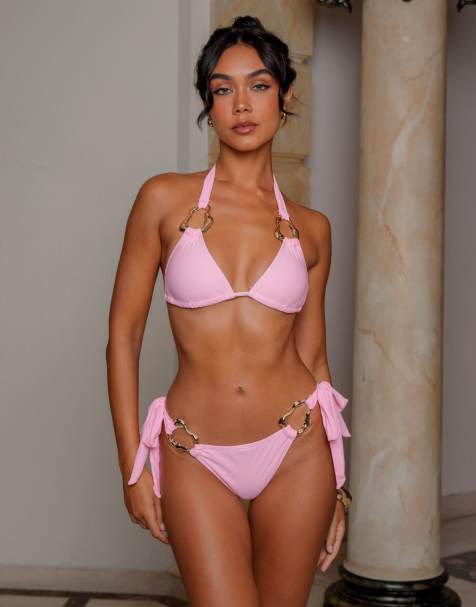 Moda Minx Atka tie side brazilian bikini bottom in baby pink