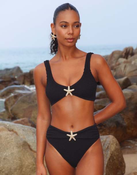 Moda Minx Baylys scrunch knot bikini top in black - view 1