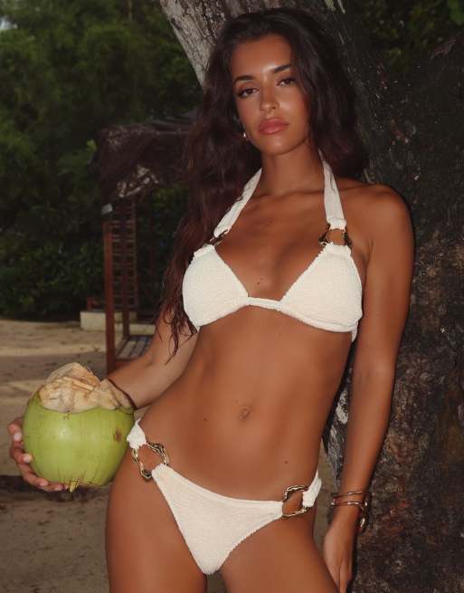 Moda Minx Canaria scrunch fixed bikini bottoms in coconut, 4 of 4