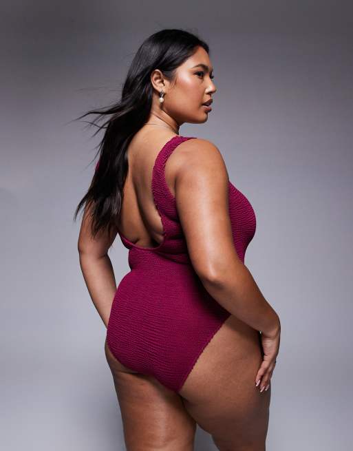Moda Minx Curve - Bærlilla og rynket badedragt, 3 af 4