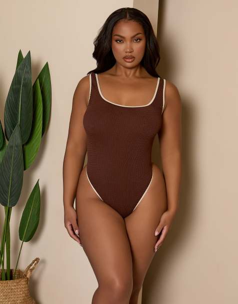 Moda Minx Curve - Maillot 1 pièce à bords contrastants - Marron - view 1