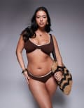 [Moda Minx Curve] Moda Minx Curve scoop bikini top in brown with contrast almond binding 20 BROWN/ ALMOND