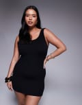 [Moda Minx] Moda Minx Curve scrunch mini dress in black 26-28 BLACK