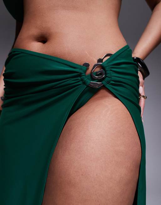 Moda Minx Curve wrap maxi skirt in green, 4 of 5