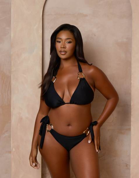 Moda Minx Curve X Alessa Tyrrell-Charles bikini with molten hardware detail in black - view 1