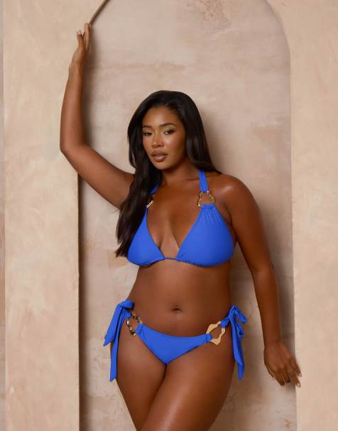 Moda Minx Curve X Alessa Tyrrell-Charles bikini with molten hardware detail in cobalt blue - view 1