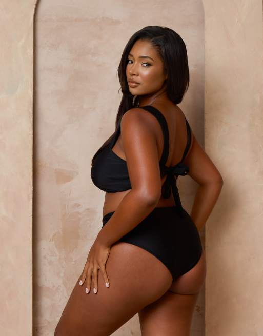 Moda Minx Curve X Alessa Tyrrell-Charles bralet bikini top with hardware detail in black, 3 of 4