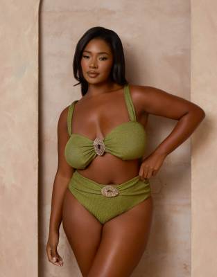 Moda Minx Curve X Alessa Tyrrell-charles Glitter Wrap Bikini Bottoms In Animal Print