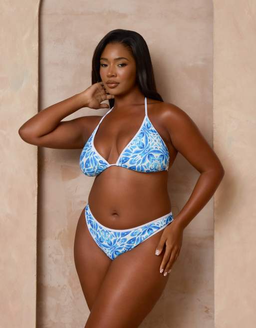 Moda Minx Curve x Alessa Tyrrell-Charles - Mykonos - Blå bikini med print, 2 af 3