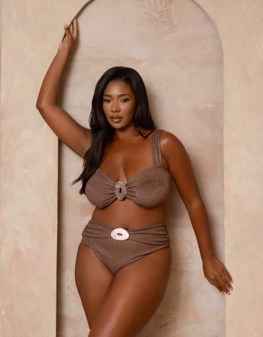 Moda Minx Curve x Alessa Tyrrell-Charles – Brązowoszare brokatowe bikini, 3 z 3